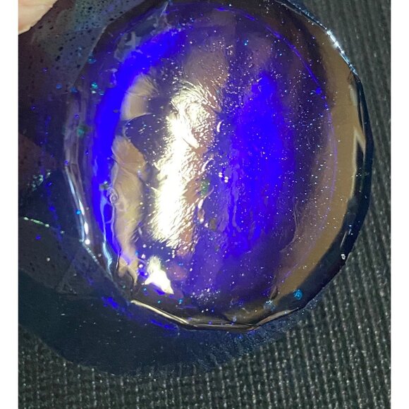 Handcrafted Cobalt Blue Resin Lidded Jar Glittery and Sparkle Accessory for Home - Picture 6 of 6